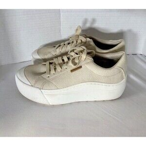 Dr Scholl Women's Time Off Max Platform comfort Canvas Beige Sneaker Shoes